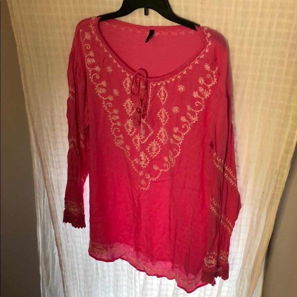 Hot pink embroidered blouse